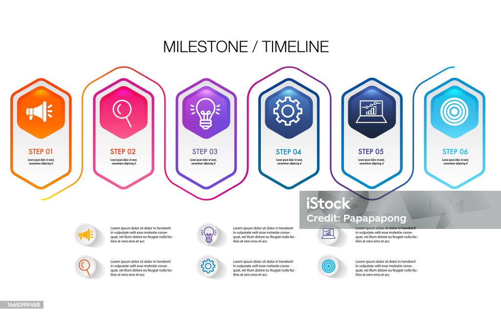 Step Direction Progress Infographic 6 Step Road Map For Business Chart To Present Data Progress ...