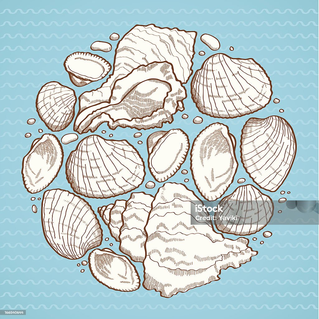 Seashell élément de design round - clipart vectoriel de Bleu libre de droits
