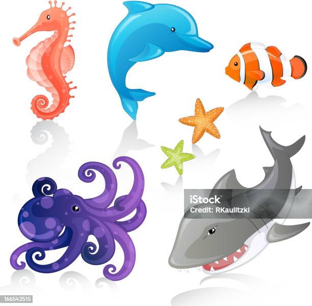 Vector Conjunto De Criaturas Do Mar Mulher - Arte vetorial de stock e mais imagens de Animal - Animal, Animal de Estimação, Animal selvagem