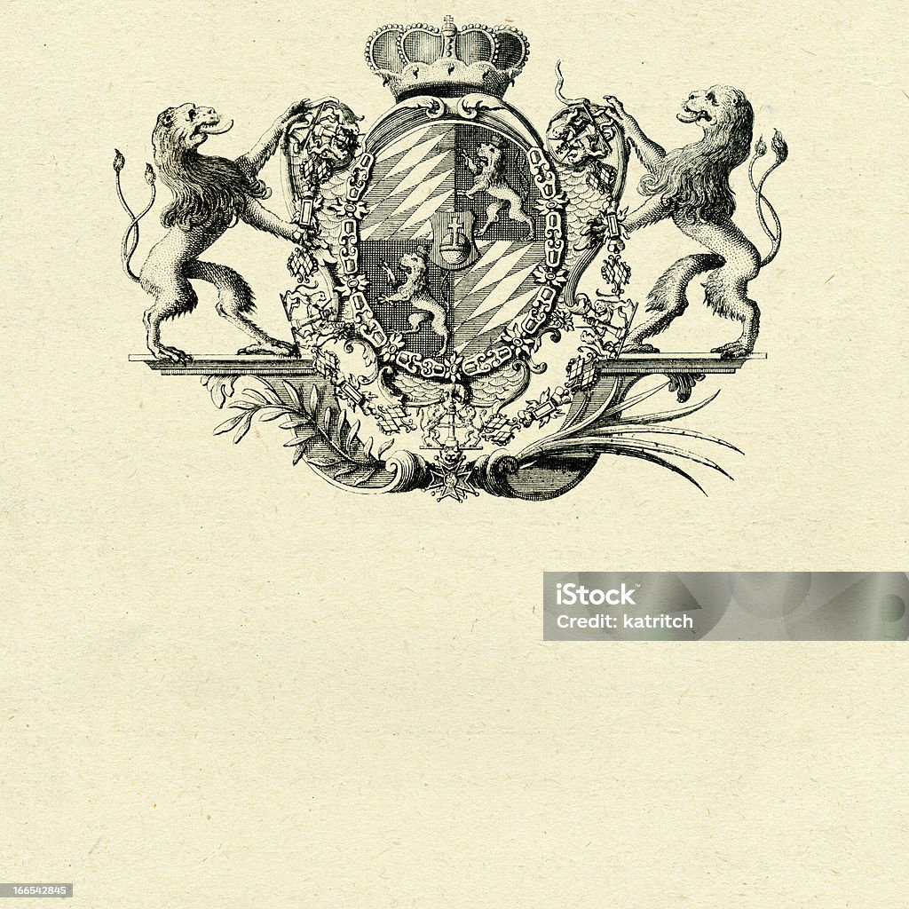 Escudo de armas whith lions - Ilustración de stock de Anticuado libre de derechos