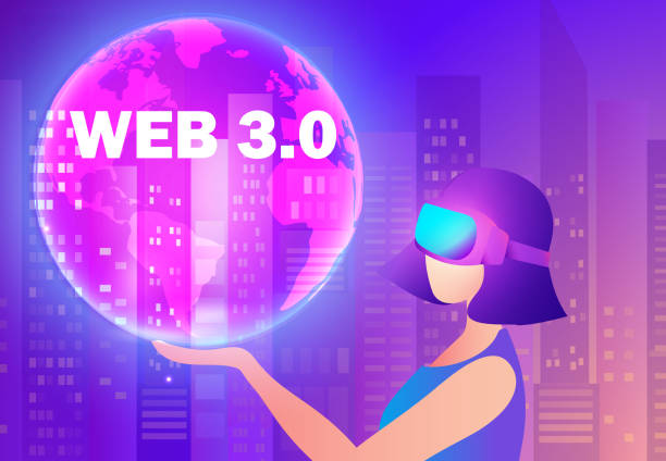 istock Woman wearing virtual reality goggle glass holding global with web 3.0, new version website using blockchain technology, cryptocurrency, and NFT art. Web 3.0 concept Vector illustration 1665438867