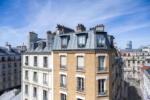 Paris, typical facades, and the new courthouse, the Palais de justice in background