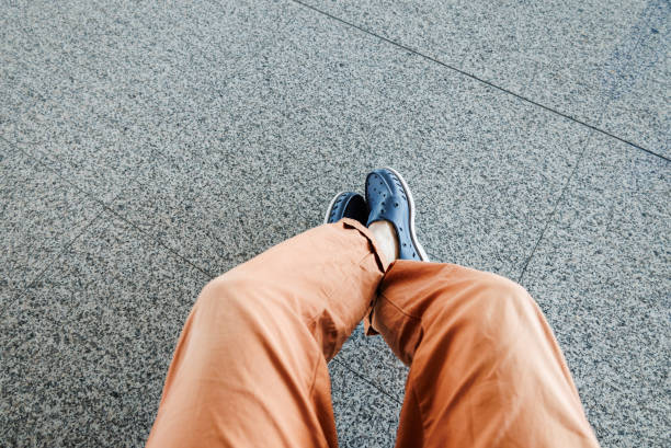 Men Wear Sandal Sitting on Hall