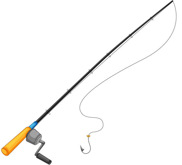istock Graphic image of a fishing rod on white background 166545869