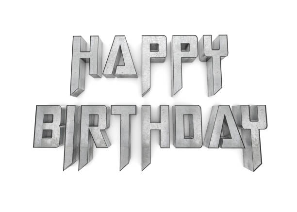 istock Happy Birthday Metal Text Isolated on White 1665476055