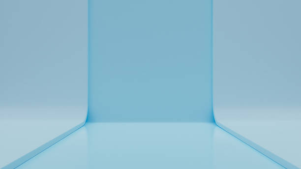 istock Elegance Unveiled, Soft Reflective Blue Light and Shadows Product Display Stage, 3D render 1665480974
