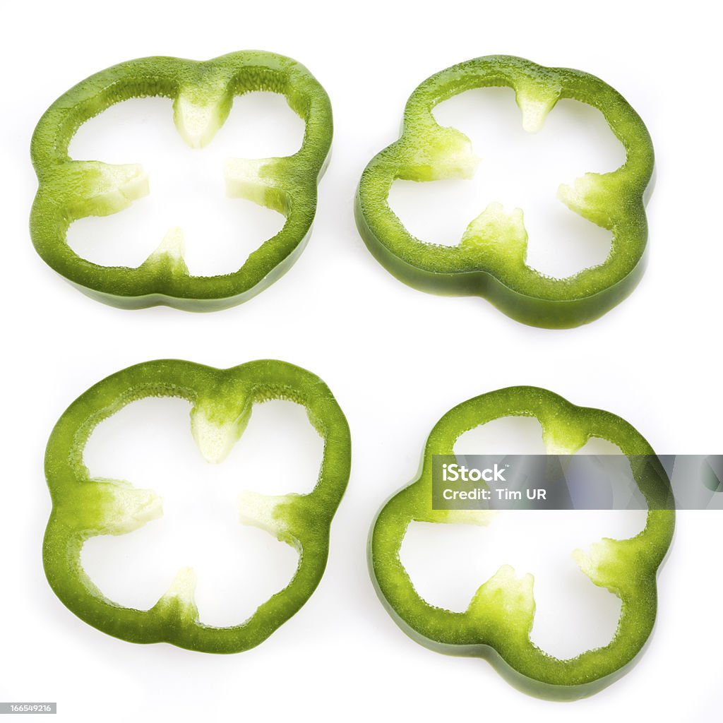 Sliced green pepper Sliced green pepper isolated on white, set Cut Out Stock Photo