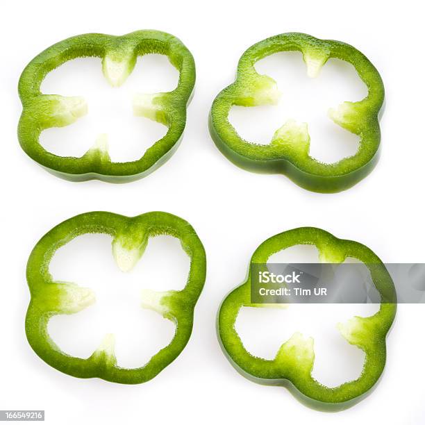 Sliced Green Pepper Stock Photo - Download Image Now - Cut Out, Green Bell Pepper, Slice of Food