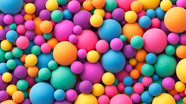 Vector illustration of Many colorful bright soft random balls background