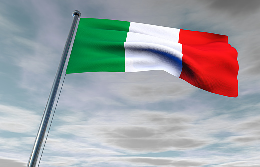 Italian Flag on a Cloudy Sky