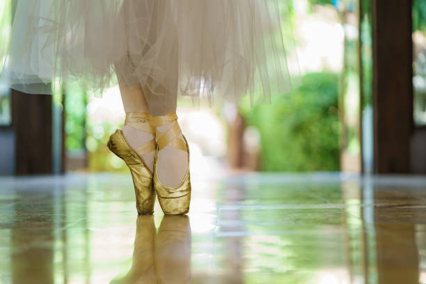 istock Close-up of a ballet dancer's feet as she practices point exercises. 1665534092