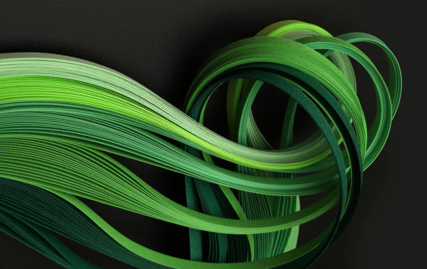 istock Green color strip wave paper line. Abstract texture black horizontal copy space background. 1665551578