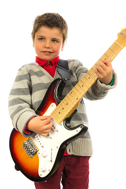 chitarra ragazzo - belt strap guitar isolated foto e immagini stock