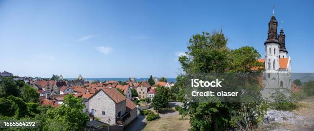 The Skyline Of Visby Featuring The Sankta Maria Kathedral Stock Photo - Download Image Now