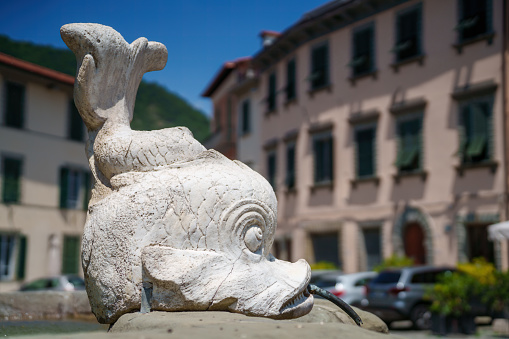 Fivizzano, Italy - June 26, 2023: The main square of Fivizzano, Massa Carrara province, Tuscany, Italy