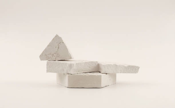 istock Empty texture gypsum stone platform eco podium on beige copy space background. Minimal still life display product presentation scene. 1665616241