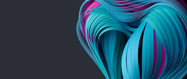 istock Blue neon color strip wave paper. Abstract texture horizontal background. 1665646510