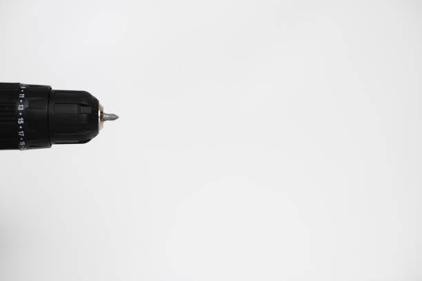 A part of screw gun isolated on white background with space for text. repair concept