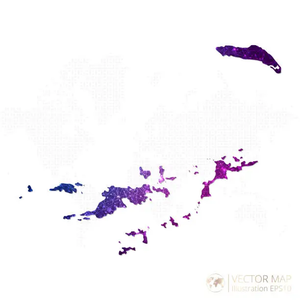 Vector illustration of British Virgin Islands map in geometric wireframe blue with purple polygonal style gradient graphic on white background