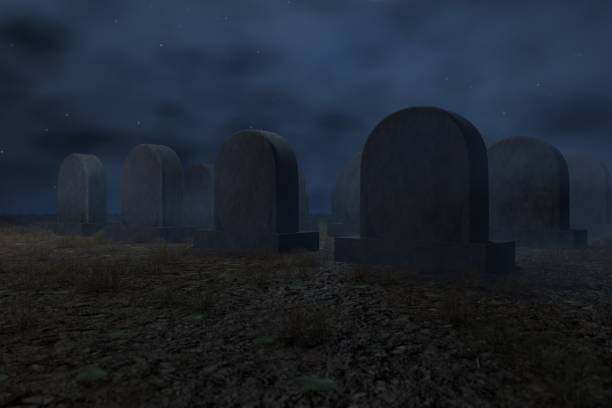 3d render, Halloween concept. flash sale. Graveyard and dry grass. Spooky ambiance for halloween party.