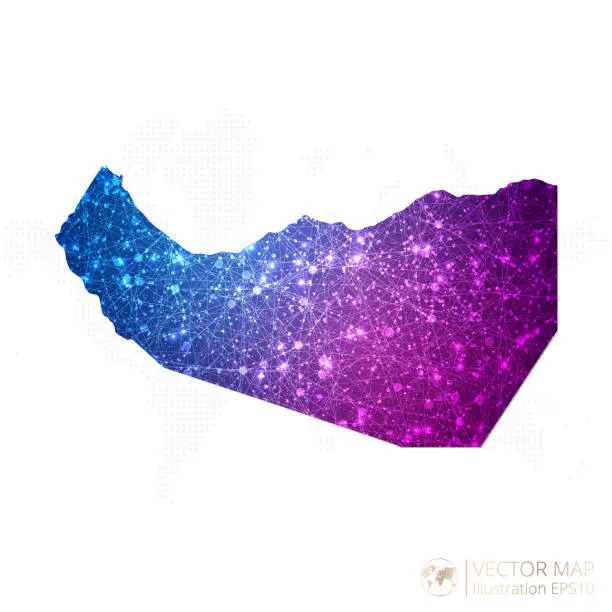 Vector illustration of Somaliland map in geometric wireframe blue with purple polygonal style gradient graphic on white background