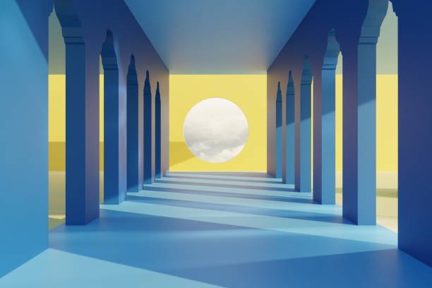 istock 3d render, abstract material color podium for product show. 1665704320