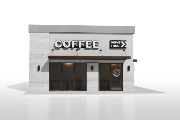 3D Coffee Shop Isolated On White Background With Clipping Path