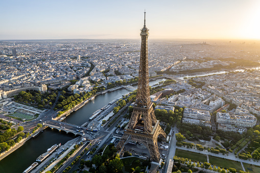 Townscape of Paris, France under the cloudy sky