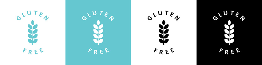 Gluten free sticker, label or emblem. Gluten free sign. No gluten sign for products. Vector