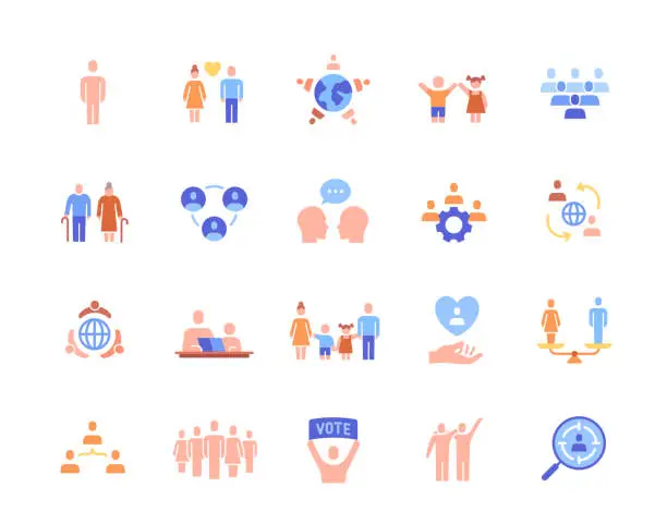 Vector illustration of Vector Set of icons of social groups and community