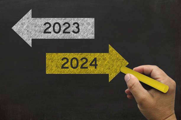 新年2024年選択方向黒板描画