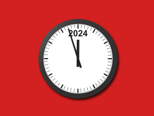 relógio de ponto do ano novo 2024 - new years eve clock the end new years day - fotografias e filmes do acervo