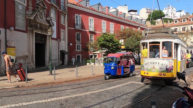 lisbon city portugal, tourism tram river tagus, cityscape