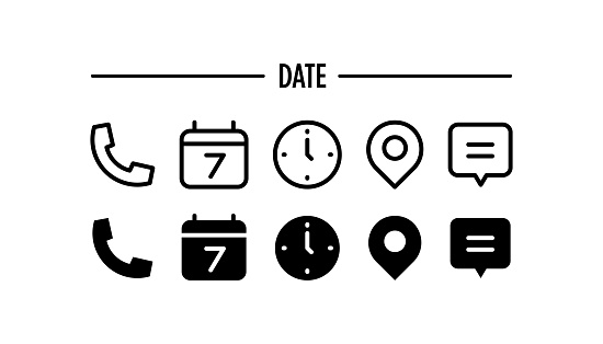 Date time address icons