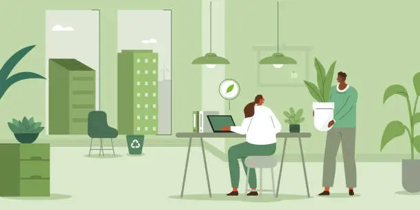 Vector illustration of green office