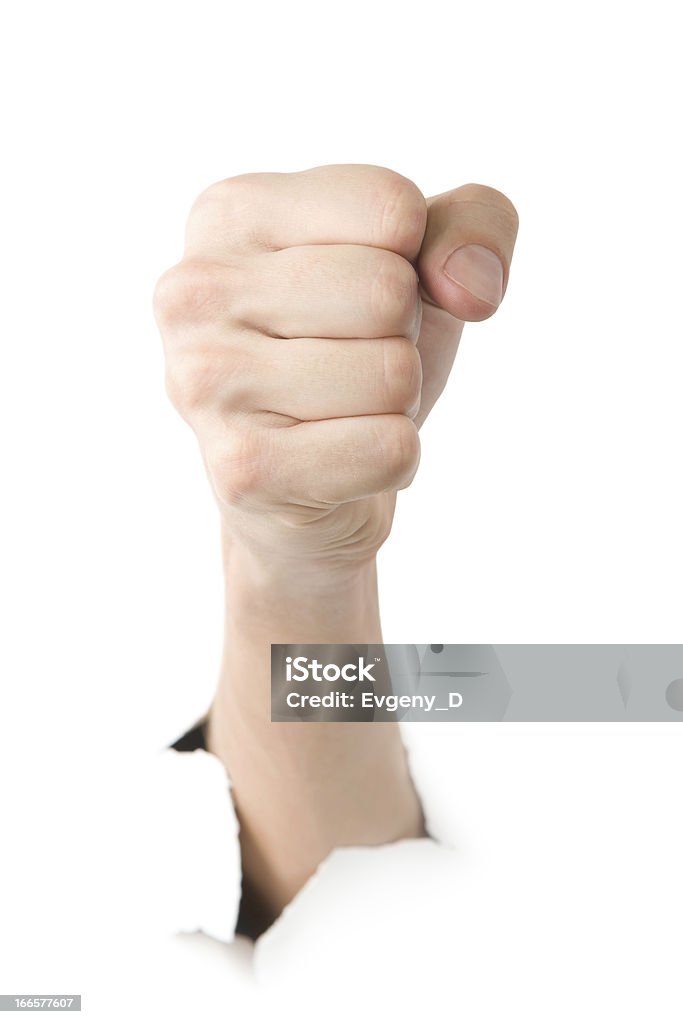 Человеческий показаны кулак на бумаге - Стоковые фото Бумага роялти-фри