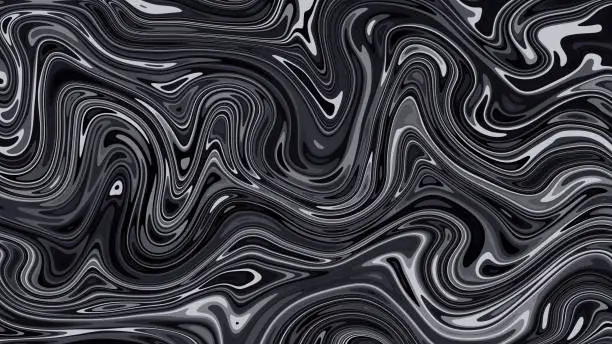 Vector illustration of Black swirling fluid paint vector background