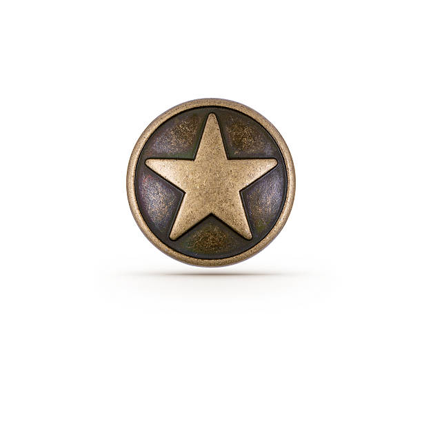 Bronze star symbol on a shield over a white background