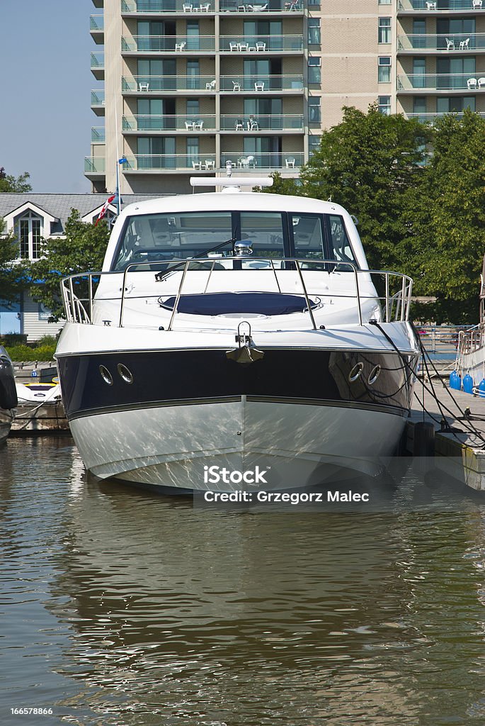 Motorboat Motorboat at marina Commercial Dock Stock Photo