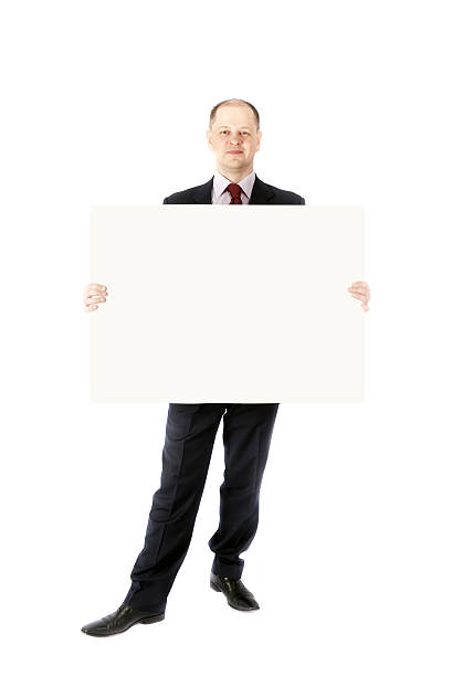 istock businessman holding a blank board 166579158