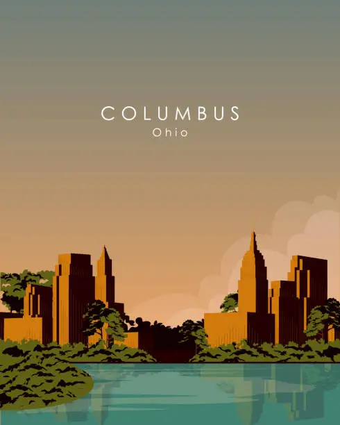 Vector illustration of Columbus Ohio travel poster