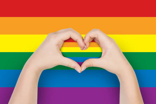 istock Heart with LGBT flag in female hands 1665800591