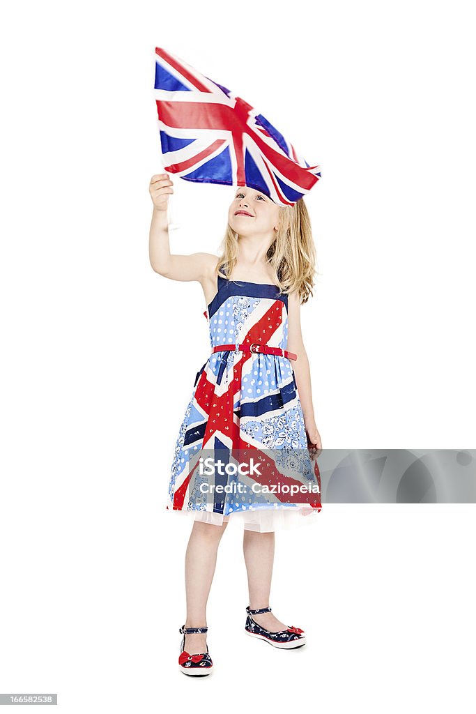 Bambina patriottico - Foto stock royalty-free di Bandiera del Regno Unito
