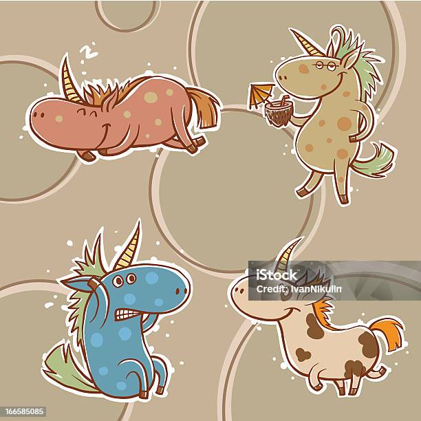 Сheerful Unicorns Of Different Colors Stock Illustration - Download Image Now - Animal, Arranging, Backgrounds