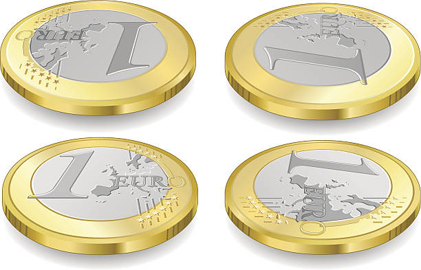 pełny zestaw jednej monety euro - european union coin illustrations stock illustrations