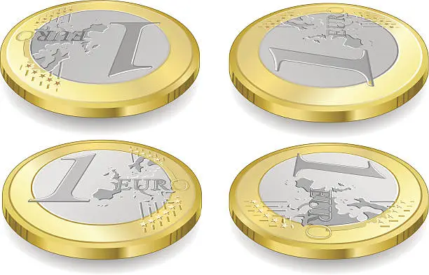 Vector illustration of full set of one euro coins