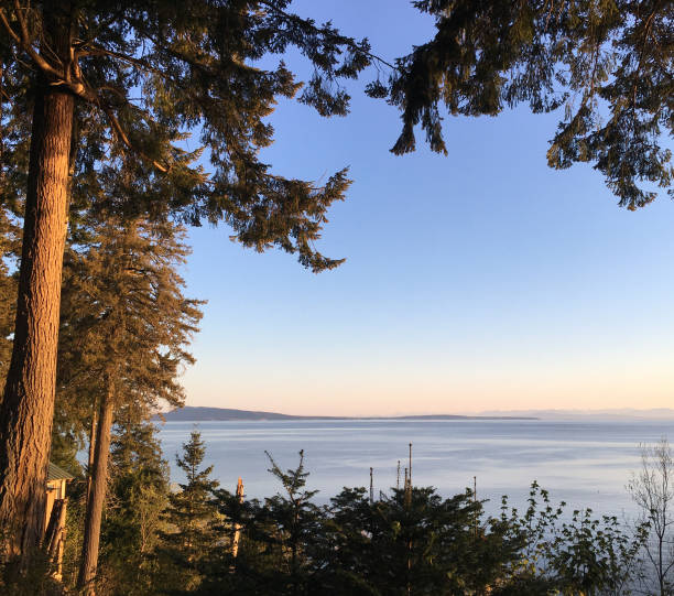 Beautiful view of the Pacific Ocean on the East Coast of Vancouver Island in Qualicum Bay Beautiful view of the Pacific Ocean on the East Coast of Vancouver Island in Qualicum Bay, British Columbia, Canada. east vancouver stock pictures, royalty-free photos & images