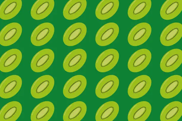 Vector illustration of Seamless pattern of kiwi slices