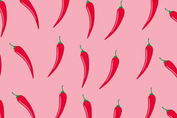 Vector illustration of Seamless pattern of red peppers