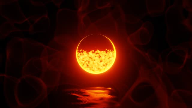 An abstract sci-fi burning sphere with a plasma ring is a visually stunning and mesmerizing design